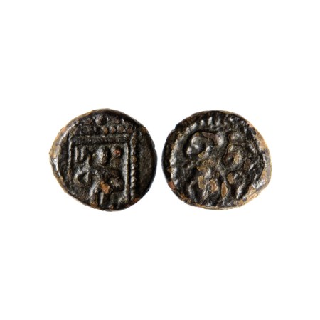 Madurai Nayaks, Mangamma (c. 1690-1731 AD), Copper Kasu, 2.08gm, Obv: Diety Standing in st