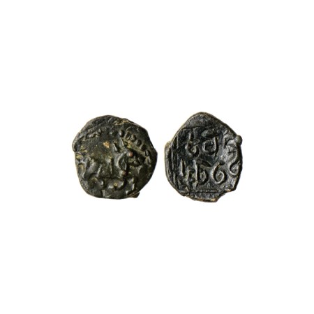 Nawab of Arkat, Copper Cash, 1.84gm, Obv: Horse running to right in dotted border, Rev: Ta