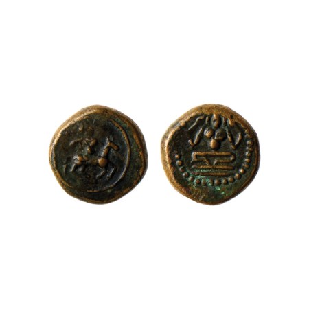 Thanjavur Nayaks, Copper Kasu, 2.85gm, Obv: Diety riding Horse towards right, Rev: Lakshmi