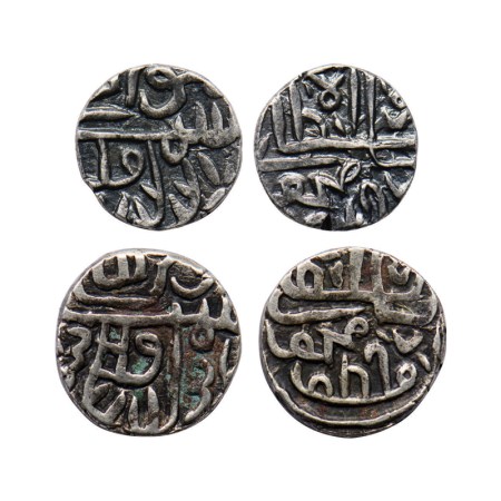 Gujarat Sultanate, Silver 1/2 Tanka & Tanka (2), 5.22 / 10.57gm, (96 rati standard), Shams