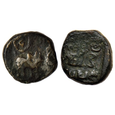 Kausambi Region, Asvagosha, Copper Unit, 6.70gm, Obv: Humped bull walking to right above c