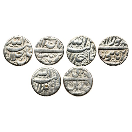 Akbar, Silver Rupee (3), Burhanpur Mint, Ilahi Type, Month 'Sharewar', 'Aban' & 'Di'. KM 9