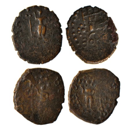 Yaudheyas, Tribes of Punjab, Copper 1/2 Drachma (2), Obv: Karttikeya standing facing, hold