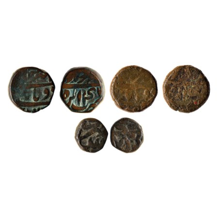 Akbar, Copper Unit (3), 2 Tanki, Agra Mint RY 47 Ilahi Sharewar, 2 Tanki Agra Mint Ilahi U