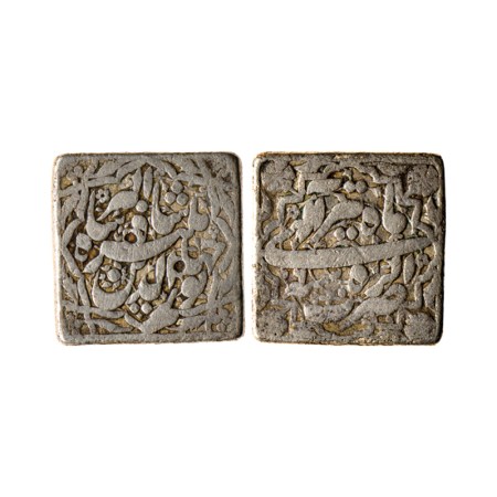 Jahangir, Silver Square Rupee, 11.08gm, Agra Mint, AH 1020 / RY 6 , legends between fancy 
