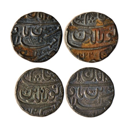 Jahangir, Silver Rupee (2), Ahmadabad Mint, AH 1022 Ilahi Month 'Aban', KM 145.2. Test mar