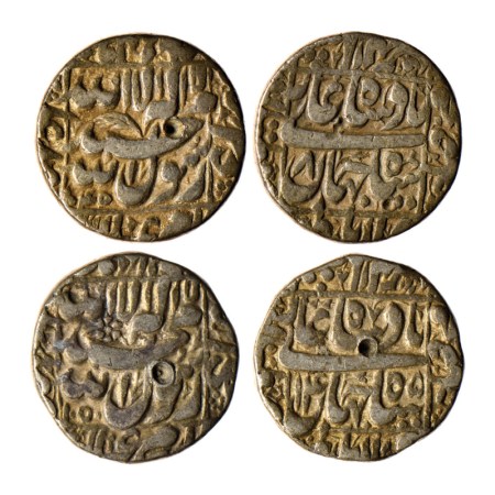 Shah Jahan I, Silver Rupee (2), 11.20gm, Multan Mint, AH 1045 / RY 8, AH 1050 / RY 14, Min
