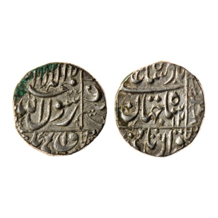 Shah Jahan I, Silver ½ Rupee, 5.70gm, (Surat) Mint off flan, RY 12, Kalima on obv. KM 218.