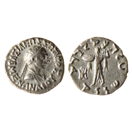 Indo-Greek, Menander I, Silver Drachms, 2.20gm, Obv: Diademed bust of king to left, around
