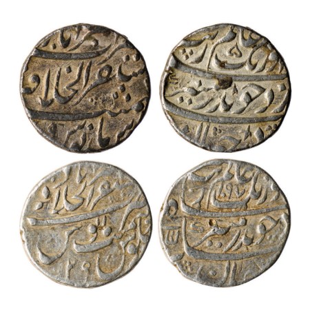 Aurangzeb, Silver Rupee (2), Akbarabad Mustaqir ul Khilafat Mint, RY X9 with beautiful hea