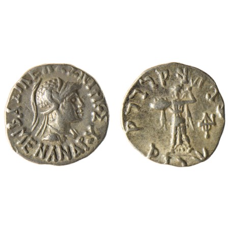 Indo Greek, Menander I, Silver Drachms, 2.42gm, Obv: Diademed bust of king facing to right