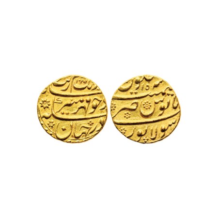 Aurangzeb, Gold Mohur, 10.96gm, Sholapur Mint, AH 1081 / RY 15. KM 315.43. Very Fine, Scar