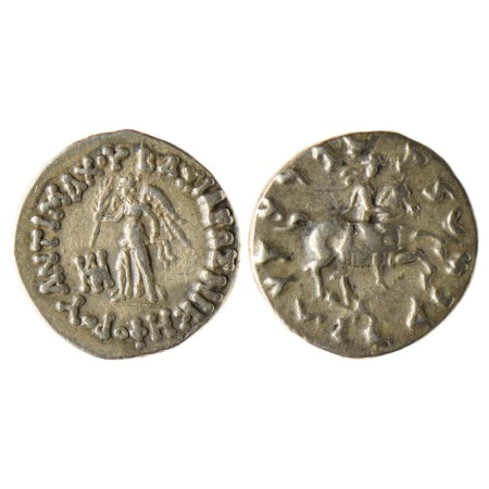 Indo Greek, Antimachus II (c. 160–155), Silver Drachms, 2.44gm, Obv: Nike standing to left