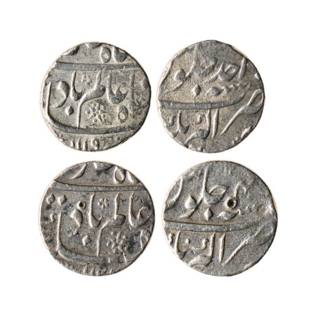 Shah Alam Bahadur, Silver Rupee (2), Akbarnagar Mint, AH 1119 / RY Ahad (1), AH 1122 / RY 