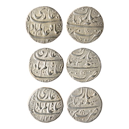 Shah Alam Bahadur, Silver Rupee (3), Bareli Mint, AH 1121 / RY 2, AH 1121 / RY 3, AH 1122 