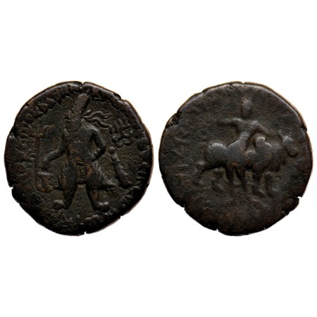 Kushanas, Wima Kadphises (c. 105-139 AD), Copper Tetradrachm, 16.15gm, Obv: King standing 