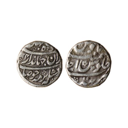 Jahandar Shah, Silver Rupee, 11.15gm, Tatta Mint, Sahib Qiran type, AH 1124 / RY Ahad (1) 