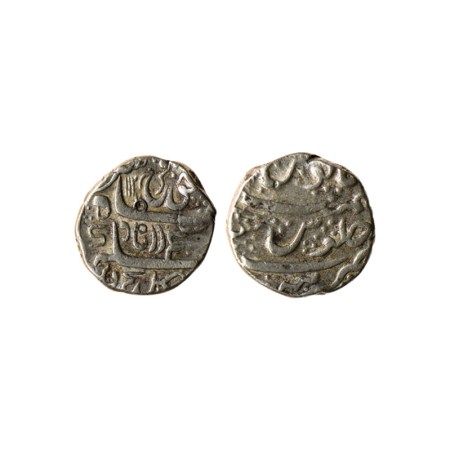 Farrukhsiyar, Silver Rupee, 11.44gm, Tatta Mint, AH 1127 / RY 4. KM 377.60. Test mark, Fin