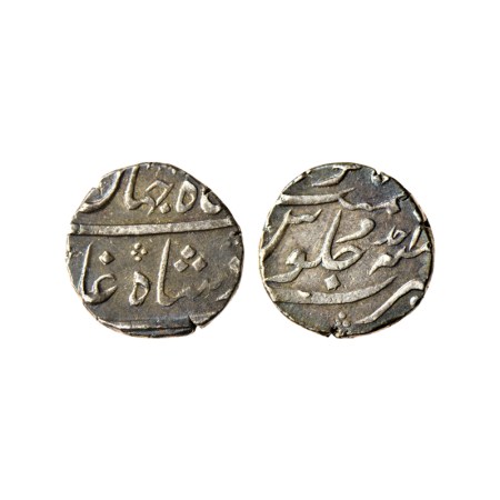 Shah Jahan II , Silver Rupee, 11.51gm, Murshidabad Mint, hardly AH (1131) seen on top / RY