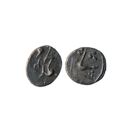 Muhammad Shah, Silver 1/32 Rupee, 0.34gm, Mintless (Khujista Buniyad). A rare denomination