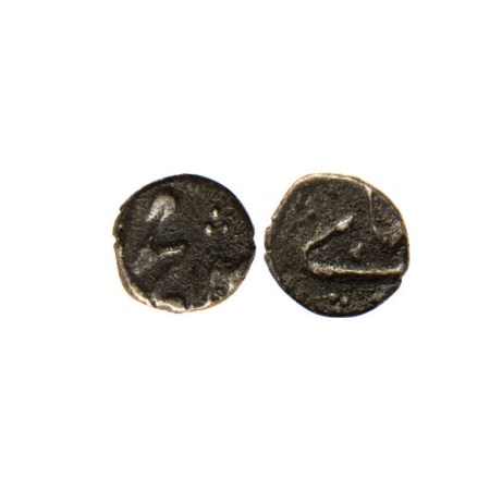 Muhammad Shah, Silver 1/32 Rupee, 0.32gm, Macchlipattan, RY 14. A rare denomination. KM A4