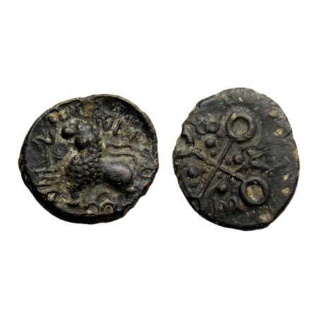 Satavahanas, Sri Satakarni, Potin, 5.22gm, Junnar Lion type, Obv: Lion standing left in fr