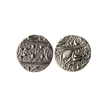 Sikh Empire, Silver Rupee, 10.92gm, Ranjit Singh, Amritsar Mint, Nanak Shahi Couplet, leaf