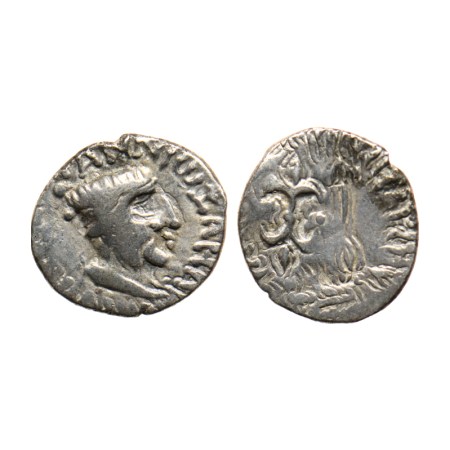 Western Kshatrpas, Nahapana, Silver Drachms, 2gm, Obv: Bust of Nahapana facing to right, a