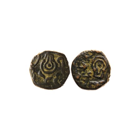 Indore, British Protectorate Issue, Copper 1/8 Anna, 5.12gm, Lingam on both side. KM # B51