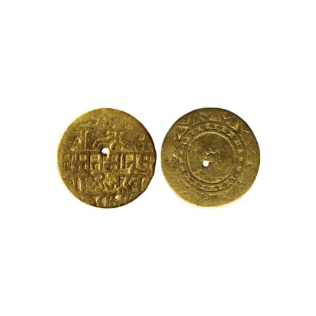 Karauli, Gold 1/2 Medallic Mohur, 5.52gm, Madan Pal (AH 1270-1286 / 1854-1869 AD), RY 2, O