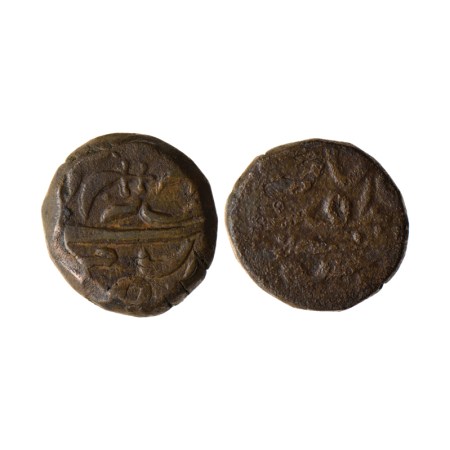 Sirohi, Copper Anna, 16.62gm, Sheo Singh (VS 1873-1919, 1816-1862 AD), dagger on obv. Unli