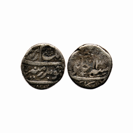 Aurangzeb, Silver ½ Rupee, 5.26gm, Golkunda Mint, AH Unseen / RY13. mint on Bottom, KM 294