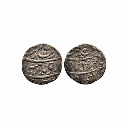 Aurangzeb, Silver Rupee, 11.44gm, Hyderabad, Dar Al Jihad Mint epithet, AH 1118/50 RY, Var