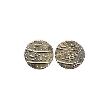 Aurangzeb, Silver ½ Rupee, 5.77gm, Hyderabad, Dar Al Jihad Mint epithet, AH 1105/ 37 RY, V