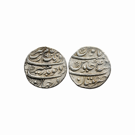 Aurangzeb, Silver Rupee, 11.39gm, Multan Mint, AH 1072/4 RY, Erect flower bud as symbol in