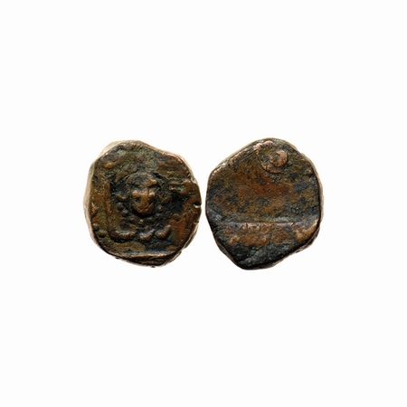 Nagpur Bhonslas, Copper Heavy Paisa, 18.66gm, with the mask (mukhota) of goddess on obvers