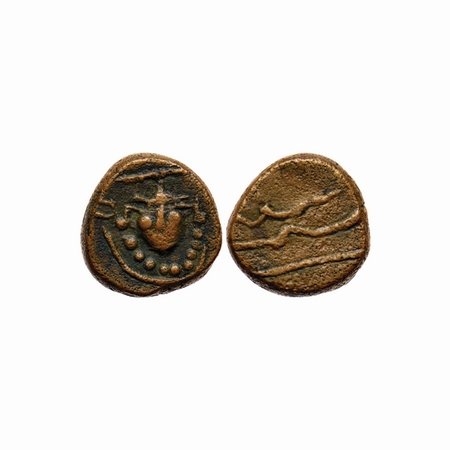 Nagpur Bhonslas, Copper low weight Paisa, 9.27gm, with the mask (mukhota) of goddess on ob