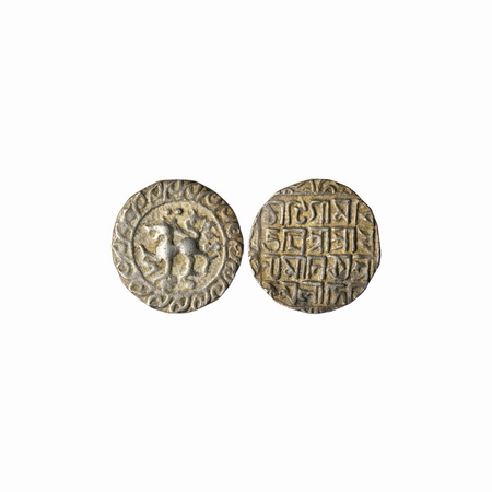 Tripura, Silver Rupee, 10.58gm, Dhanya Manikya, Obv: Lion Left with two dot over head, Sak