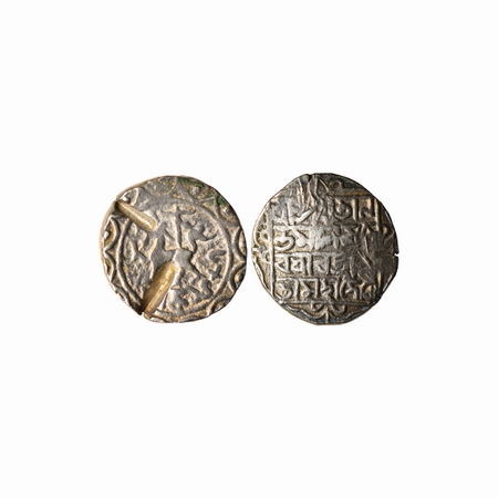 Tripura, Silver Rupee, 10.40gm, Ananta Manikya (1564-1567 AD), Obv: Lion Left with date be