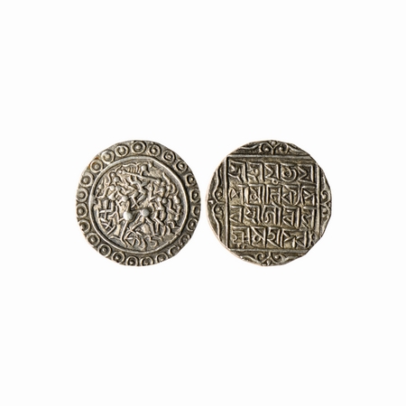 Tripura, Silver Rupee, 10.62gm, Yaso Manikya (1600-1618 AD 2nd Reign), Obv: Krishna standi
