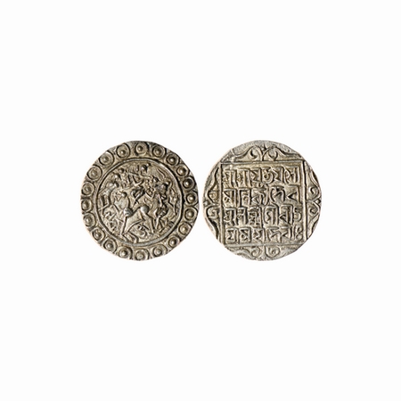 Tripura, Silver Rupee, 10.64gm, Yaso Manikya (1600-1618 AD 2nd Reign), Obv: Krishna standi