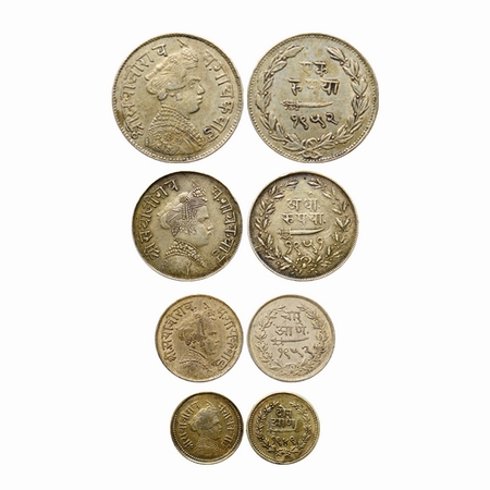 Baroda, Silver (4 Coins set), Sayaji Rao III, Rupee VS 1952, 1/2 Rupee 1951, 4 Annas 1952 