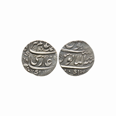 Hyderabad, Silver Rupee, 11.48gm, Early Nizam issue, Kankruti Mint, AH (1)168 / RY Ahad (1