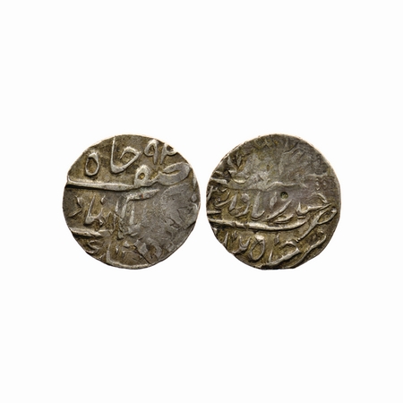 Hyderabad, Silver Rupee, 10.479gm, Error double struck on both sides, Asaf ad Daula (AH 12