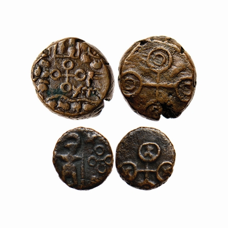 Post-Mauryun, Ujjaini Region, Copper (2 Coins), 4.2gm / 0.95gm, Obv: Ujjaini symbol, fish 