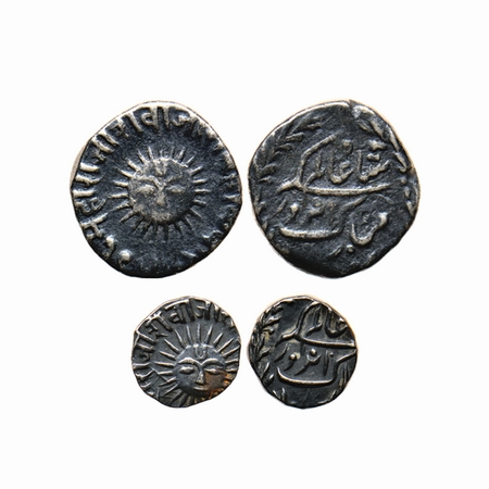 Indore, Silver 1/4 & 1/8 Rupee (2), 2.63/1.40gm, Shivaji Rao (1886-1903 AD), Indore Mint, 