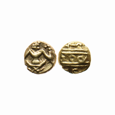 Mysore, Kanthirava Narasaraja Wodeyar (c. 1638-1662 AD), Gold Fanam, 0.35gm, Obv: Narsimha