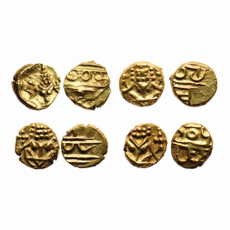 Mysore, Gold Fanams (4 Coins), 0.33gm, British Protectorate issue, (1799-1810), Obv: Narsi