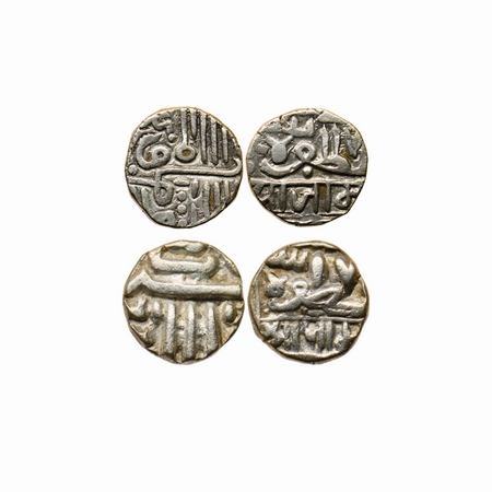 Nawanagar, Silver Kori & 1/2 Kori, 4.75/2.26gm (2 Coins), British Prtectorate issue, crude