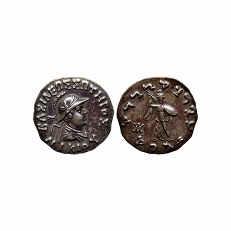 Indo-Greek, Nicias, Silver Tetradrachm, 9.89gm, Obv: Diademed bust of king facing to right